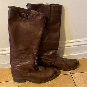 Frye brown leather back zipper boots
